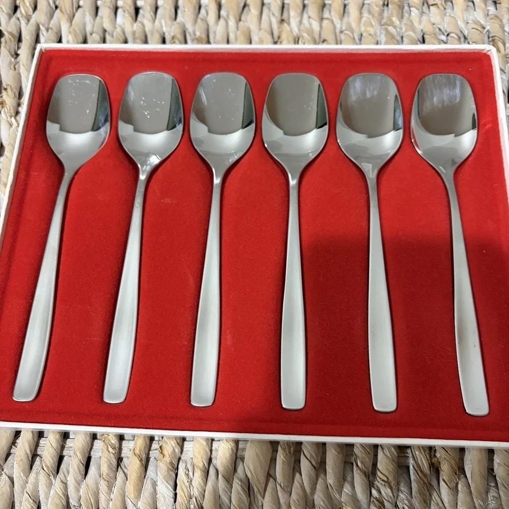 Justinus Stainless Set Of 6 Place / Eisloffel Spoons Glossy Germany Flatware 5.5